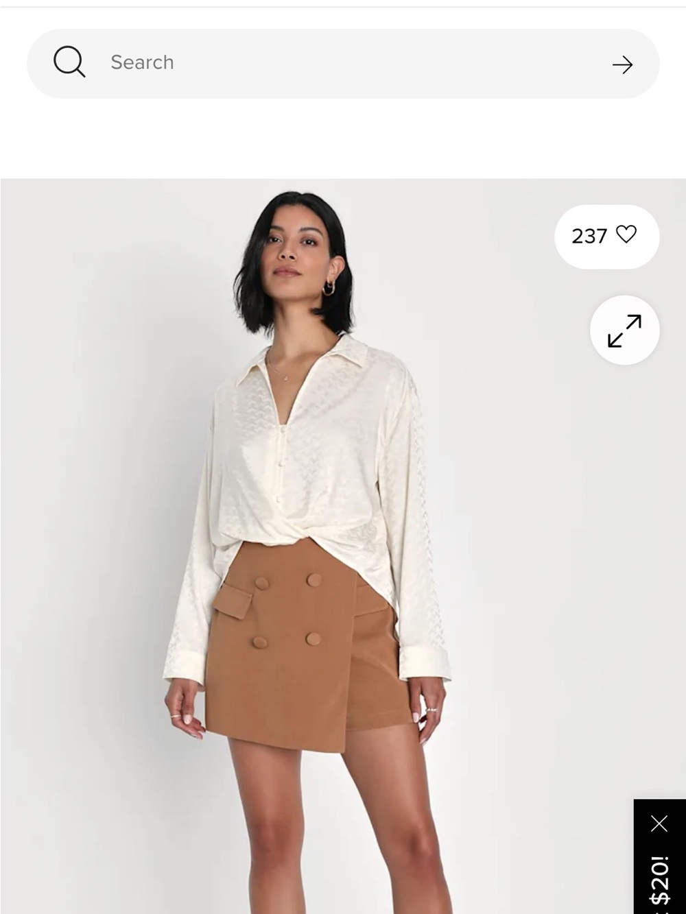 Lulu's Camel Double-Breasted Mini Skort